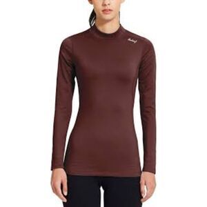 Baleaf Women's Fleece Mock Neck Long Sleeve Running Shirt Workout Tops Size M